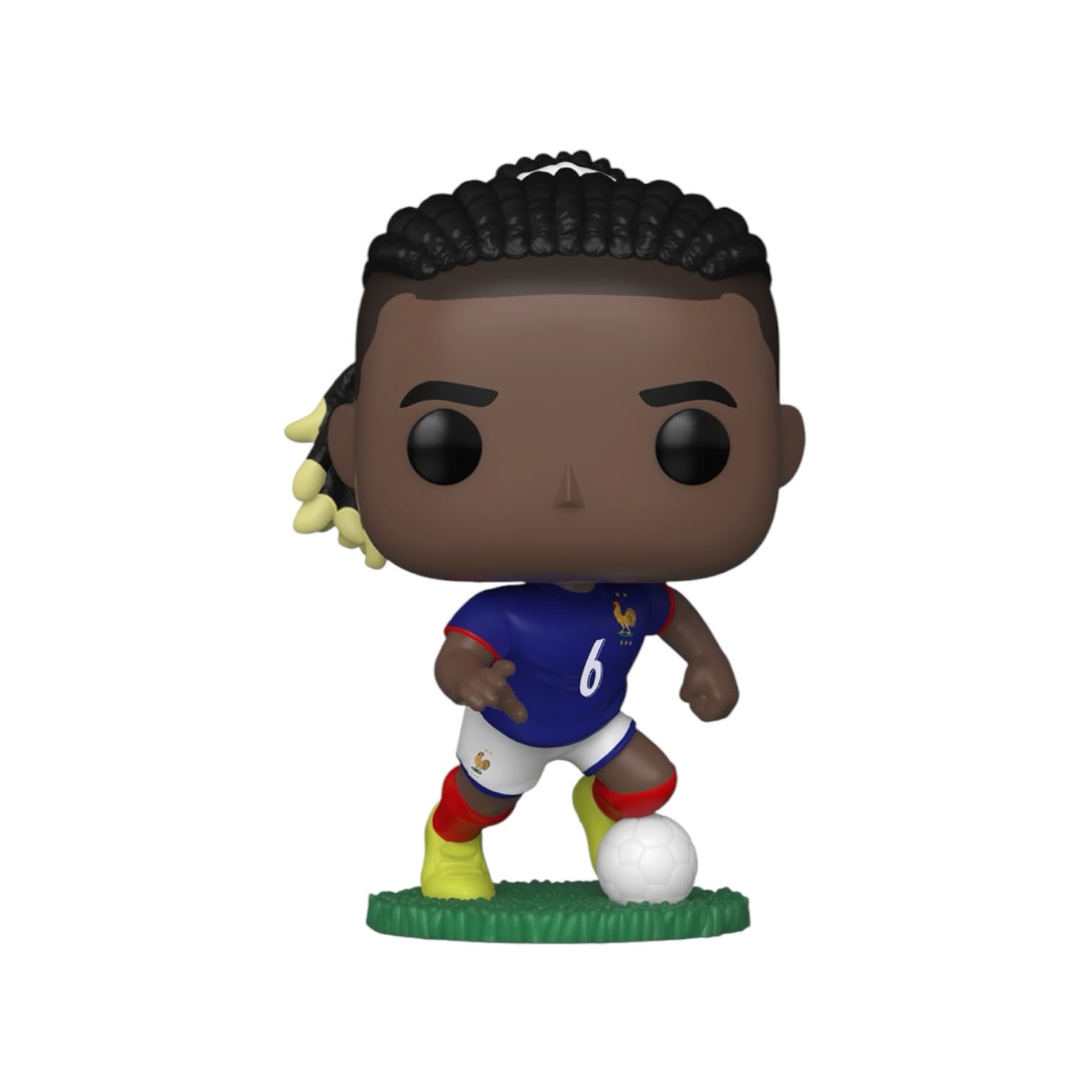 Funko Pop! vinyl figure of a soccer player in a blue jersey with a white ball on a white background