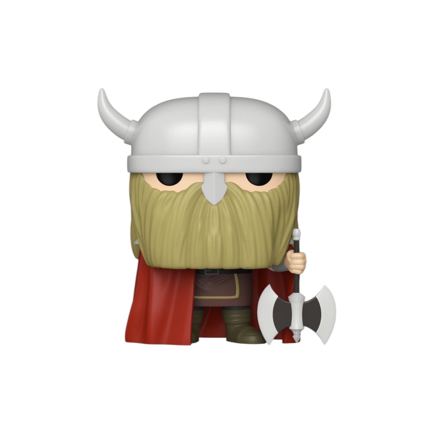 Viking figurine with a helmet and axe on a white background
