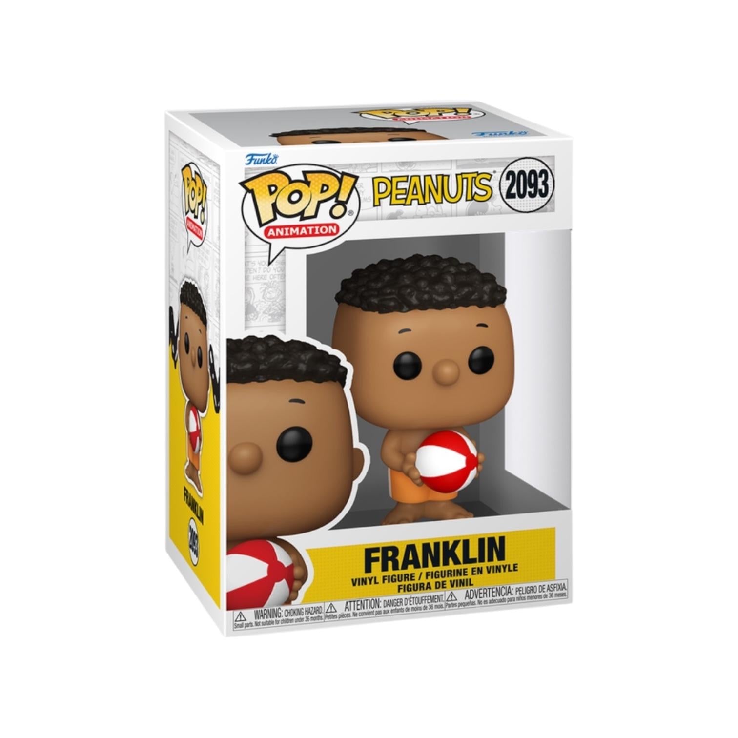 Funko Pop! vinyl figure packaging featuring Franklin from Peanuts on a white background