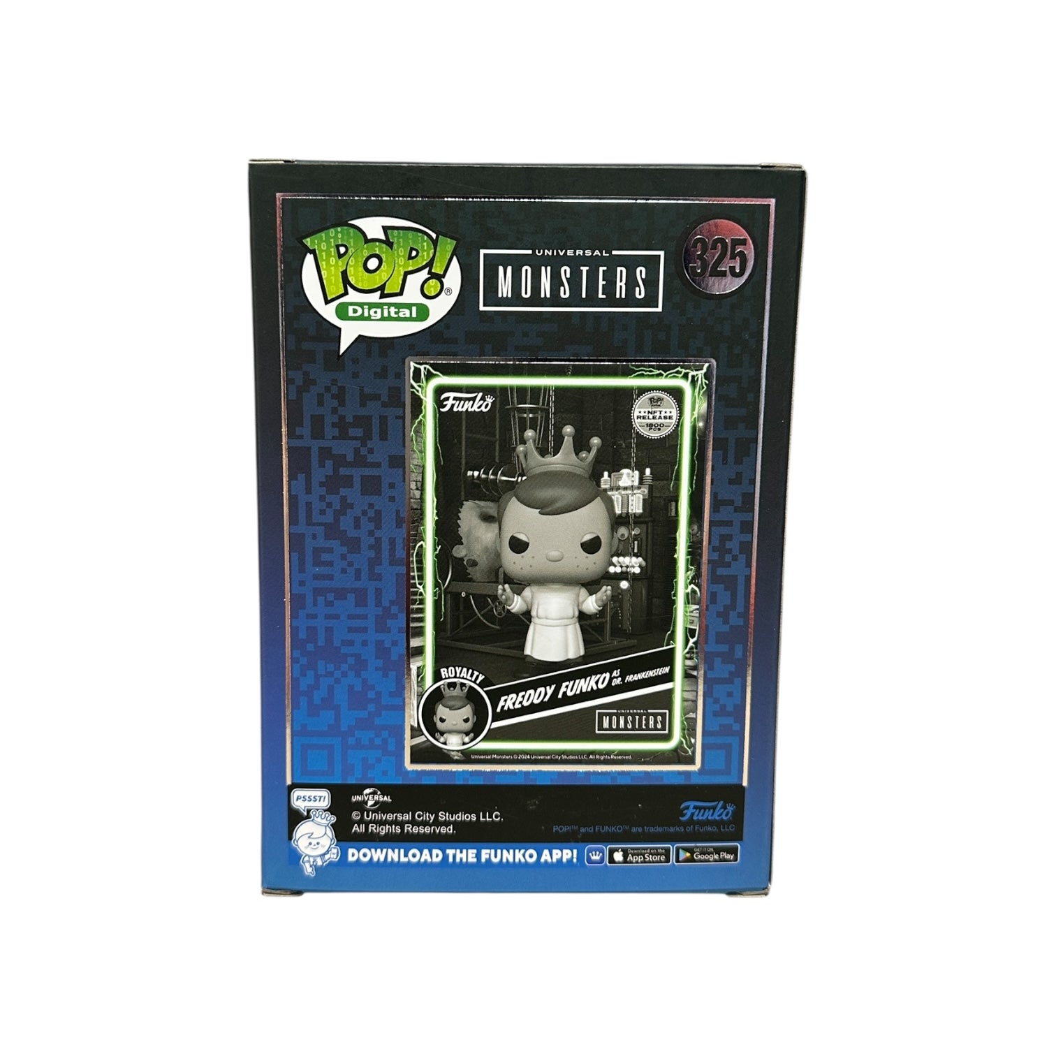 Funko Pop! packaging featuring a character with a crown, surrounded by branding elements.