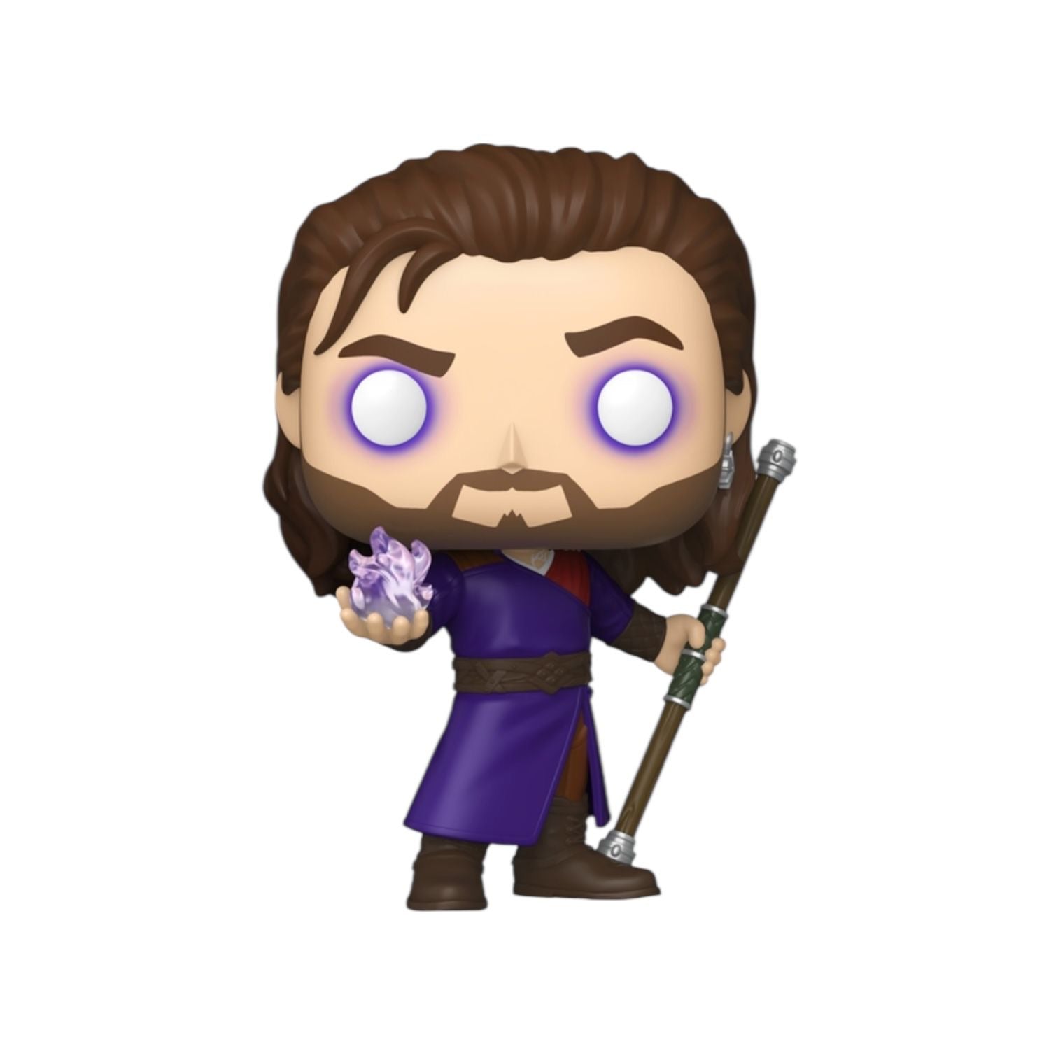 Funko Pop! vinyl figure of a character with long hair and beard, holding a staff and crystal, on a white background.