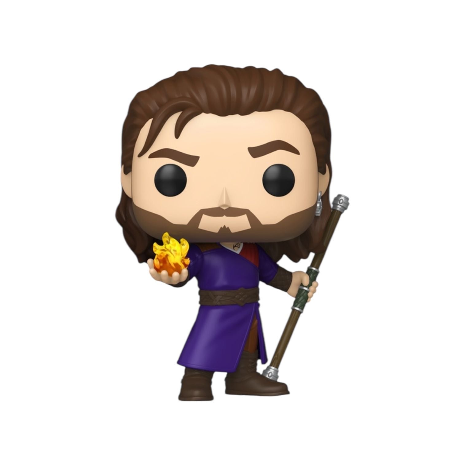 Funko Pop! vinyl figure of a character with long hair and beard, holding a staff and a small object, on a white background.