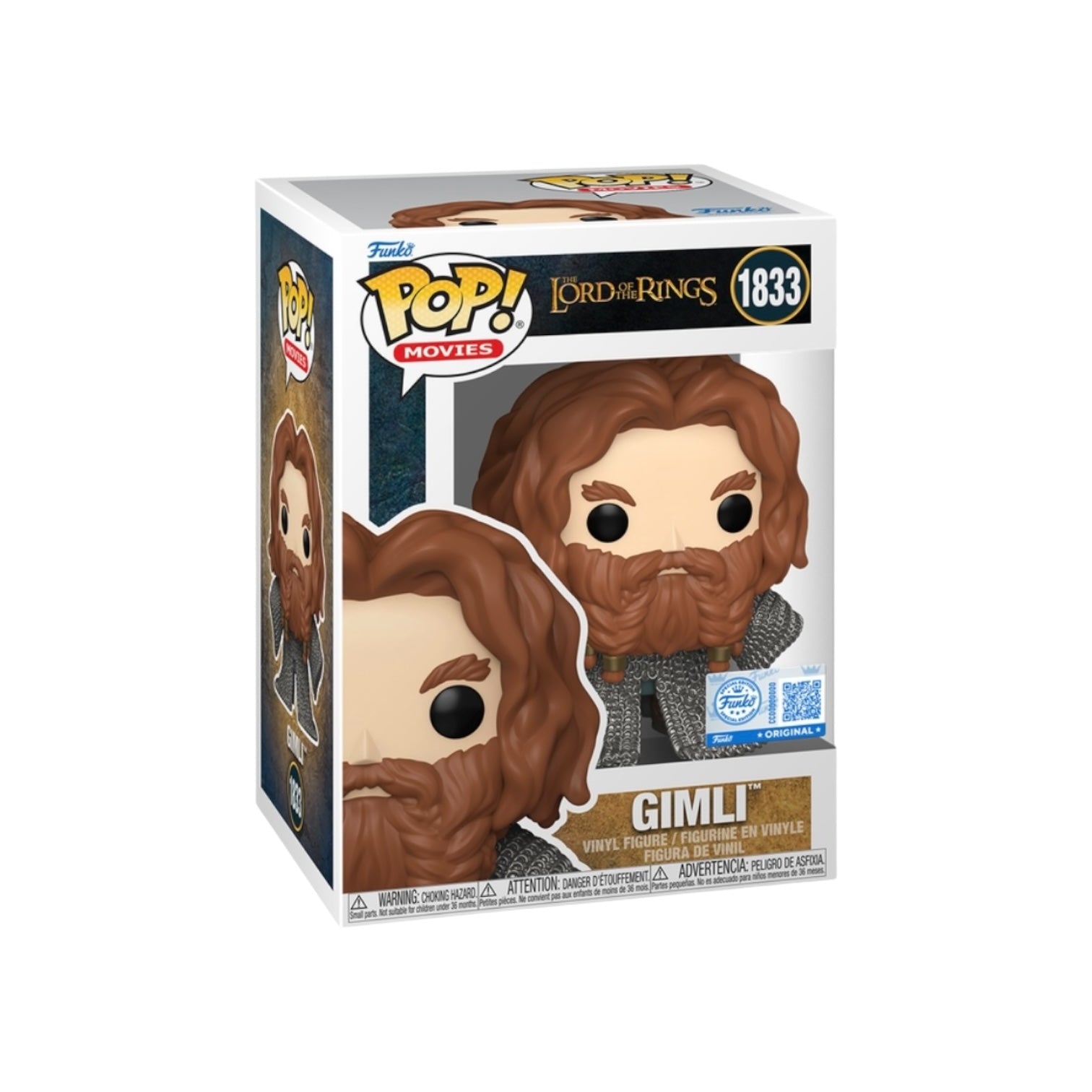 Funko Pop! Gimli figure packaging from The Lord of the Rings on a white background