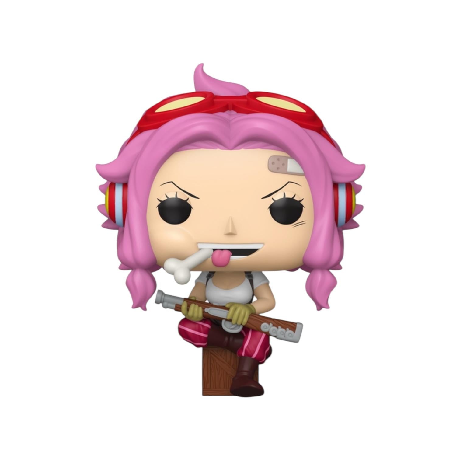 Funko Pop! vinyl figure with pink hair and red headband on a white background