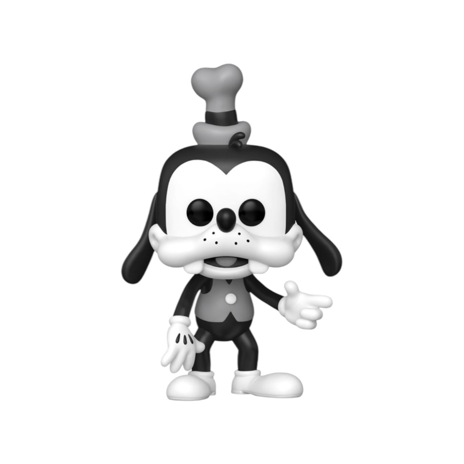 Black and white cartoon character figurine on a white background