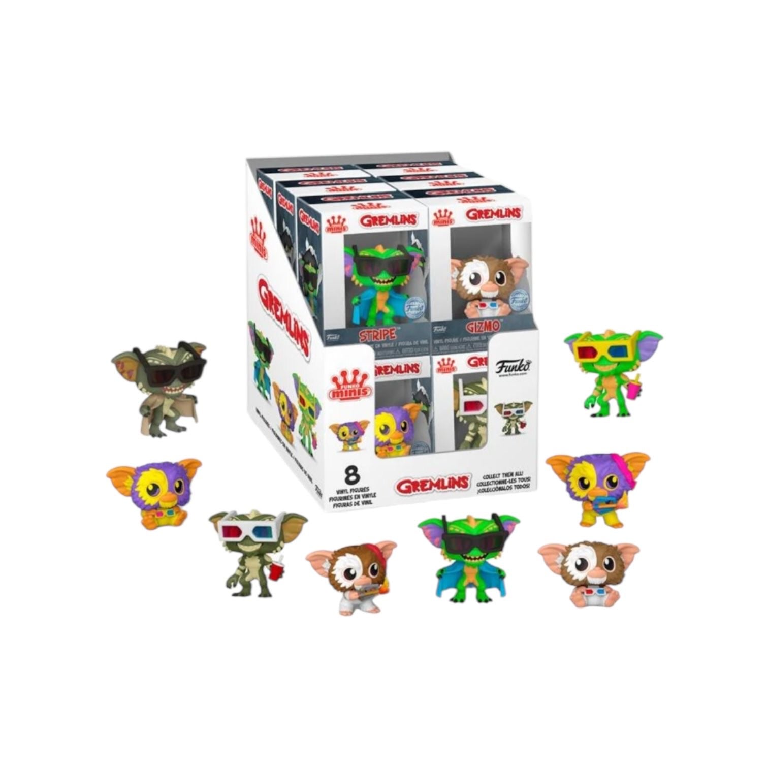 Assortment of Gremlins Mini Vinyl Figures  on white background 