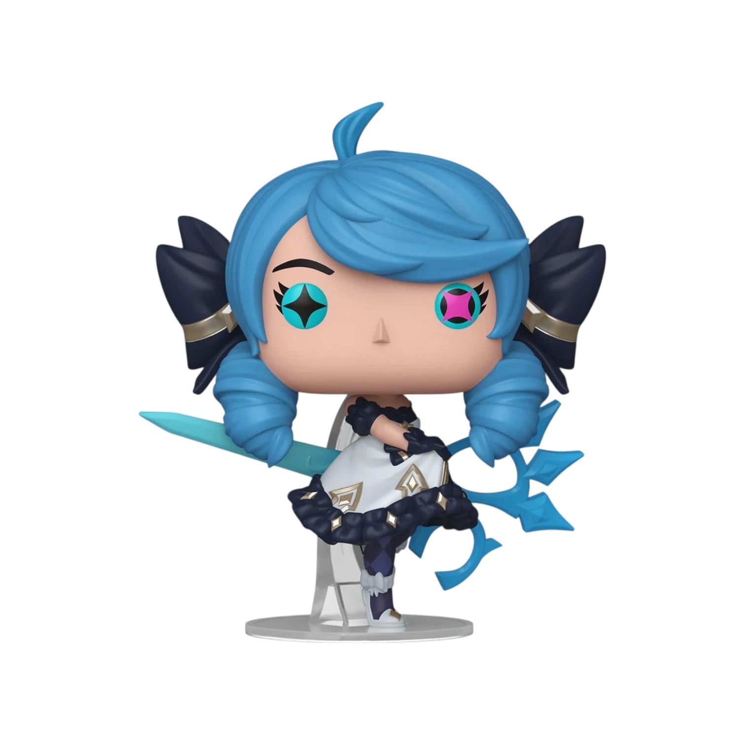 Funko Pop! vinyl figure with blue hair and accessories on a white background