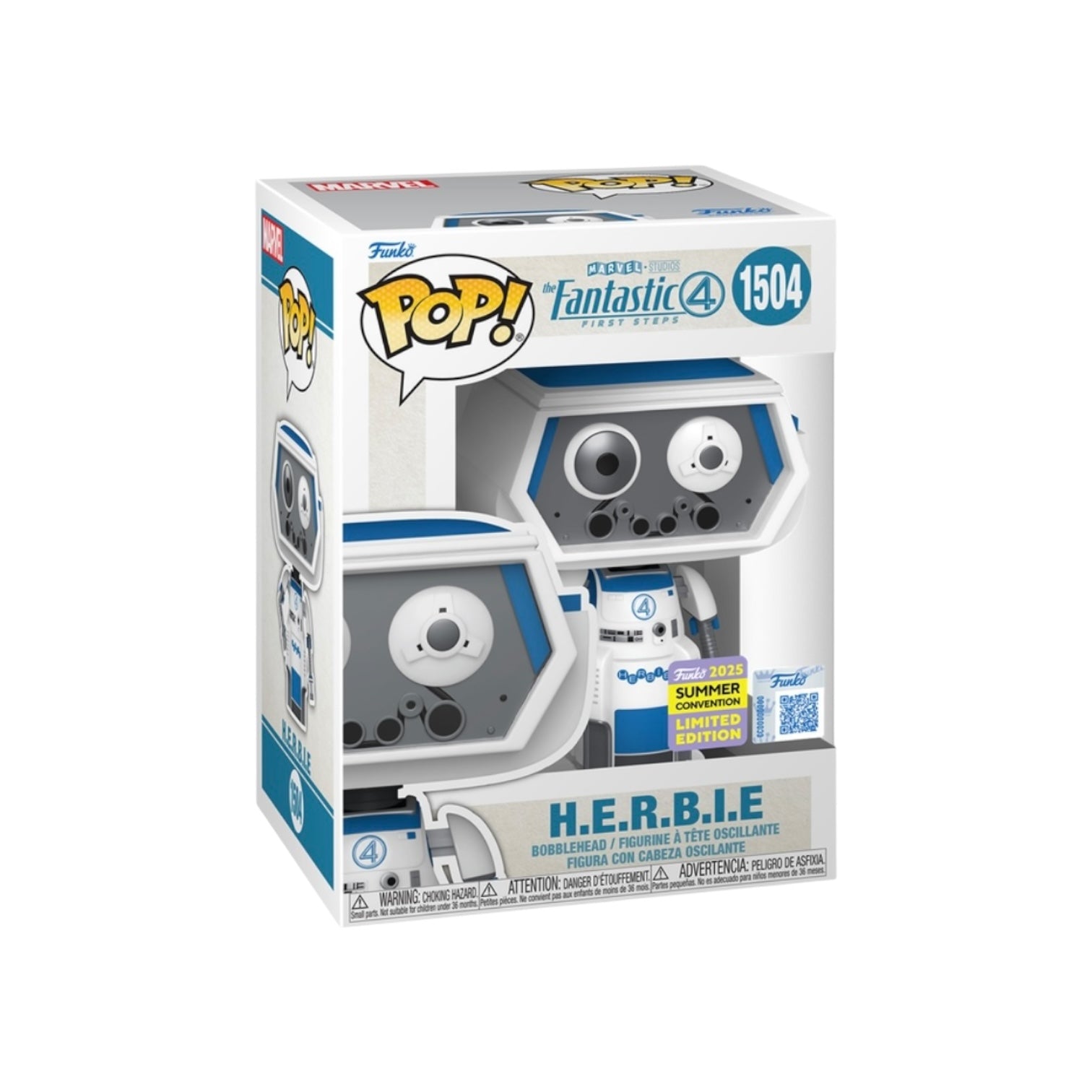 Funko Pop! packaging for H.E.R.B.I.E. from Fantastic Four on a white background