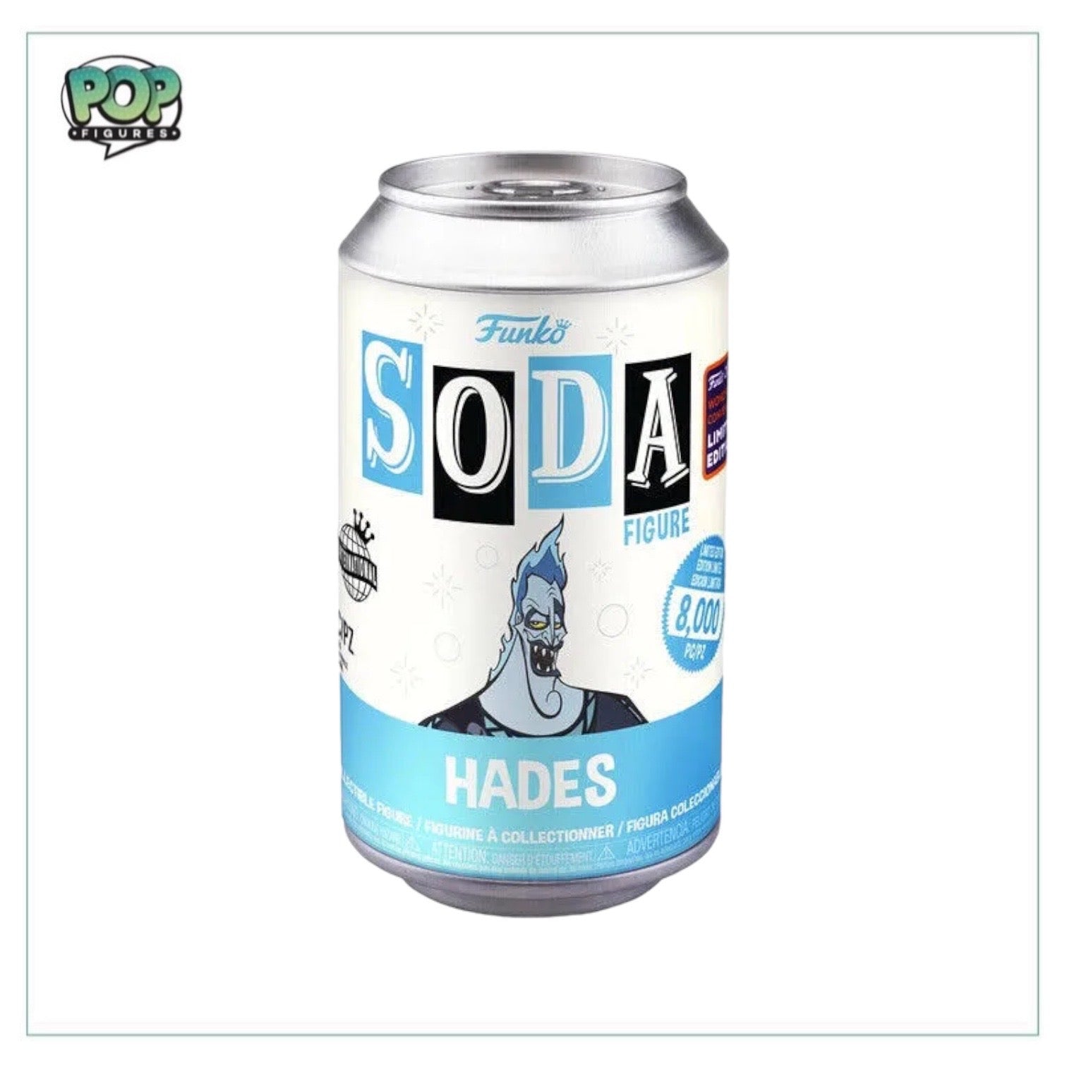 Hades Funko Soda Vinyl Figure from Disney Villains, exclusive to Wonder Con 2022, limited to 8000 pieces, chance of chase.