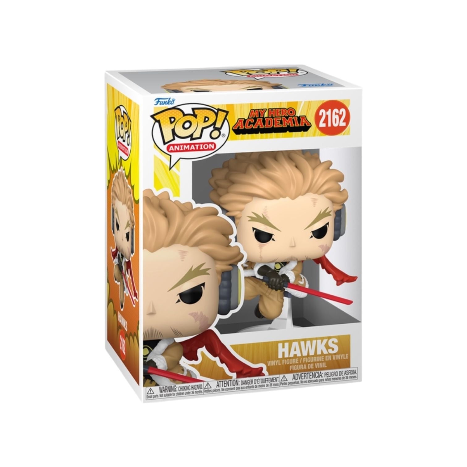 Funko Pop! Animation My Hero Academia Hawks figure packaging on a white background