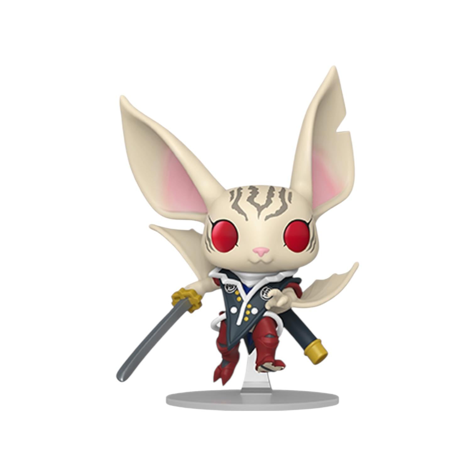 Animated character figurine with large ears and red eyes on a white background