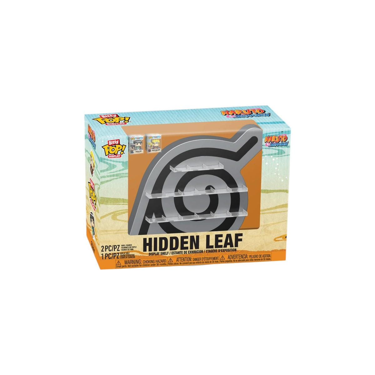  Bitty case containing Funko figures of Naruto Shippuden characters, highlighting the Hidden Leaf Village theme.
