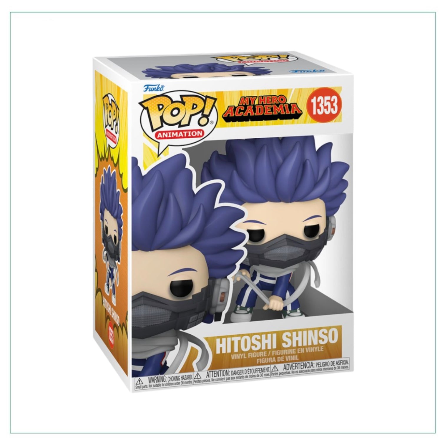 Funko Pop! My Hero Academia figurine of Hitoshi Shinso in collector's box.