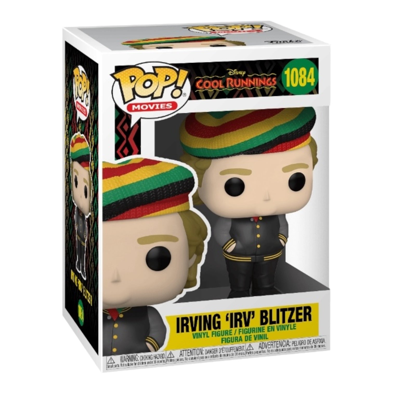 Funko Pop! of Irving 'Irv' Blitzer from Cool Runnings, featuring his cheerful expression and vibrant winter attire.