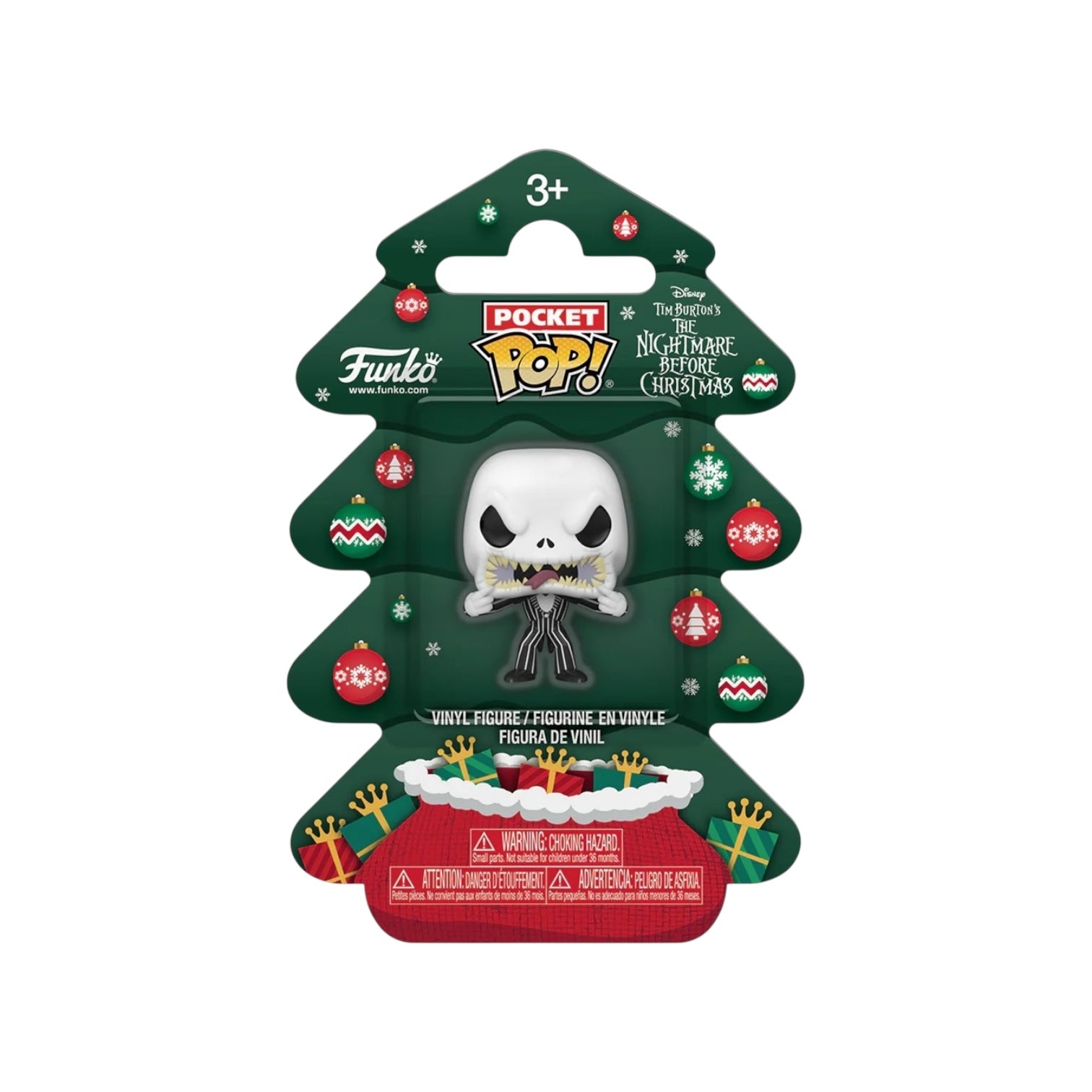 Jack Skellington Funko Pocket Pop figure, styled as a holiday tree from The Nightmare Before Christmas.