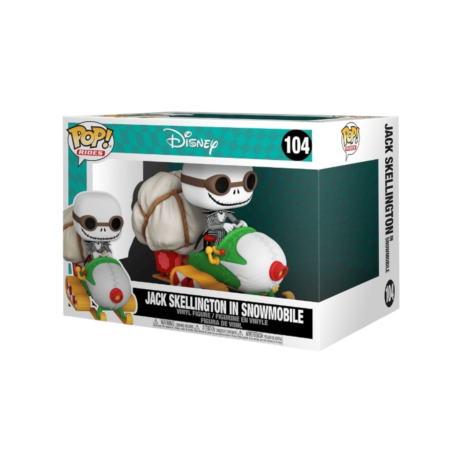 Jack Skellington in a snowmobile, featured as a Deluxe Funko Pop! from The Nightmare Before Christmas collection.