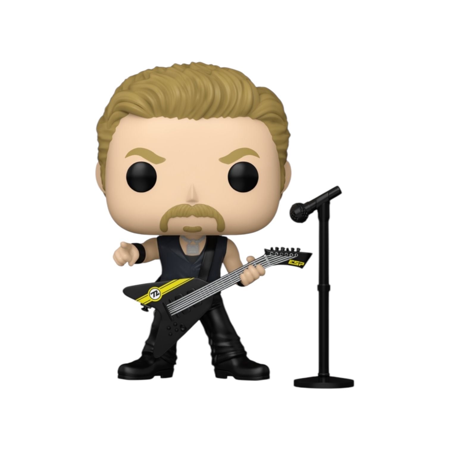 Funko Pop! vinyl figure of a musician with guitar and microphone stand on a white background