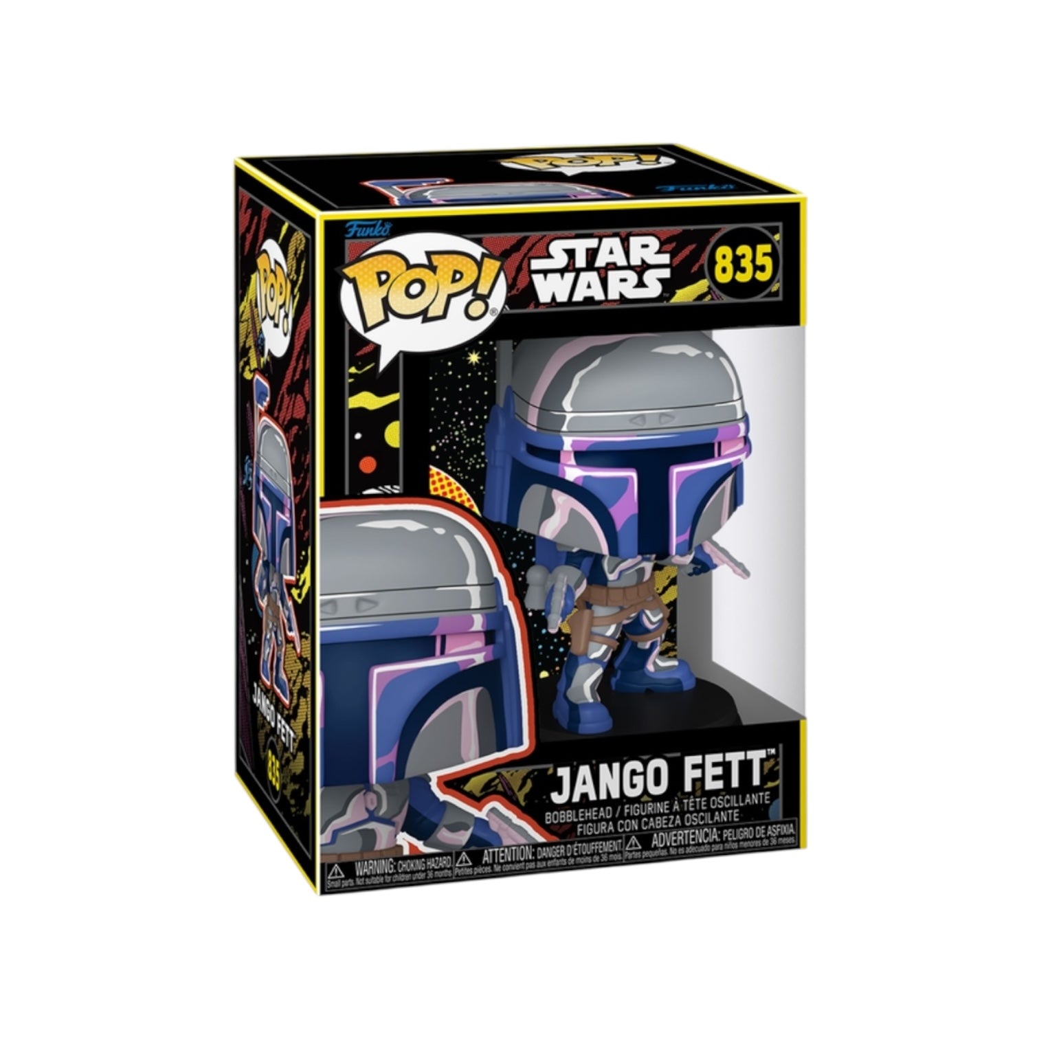 Funko Pop! Jango Fett packaging from Star Wars on a white background