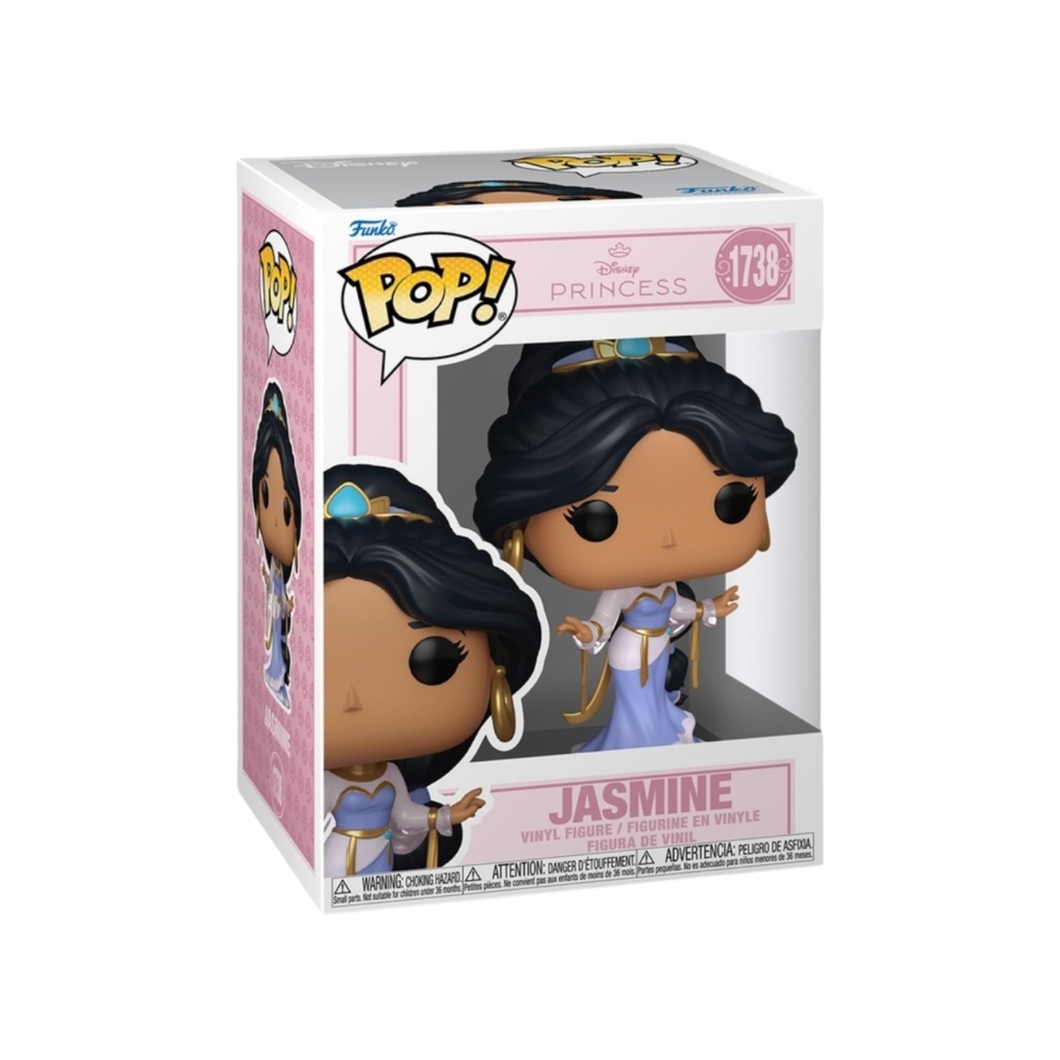 Funko Pop! Jasmine figure packaging with pink background