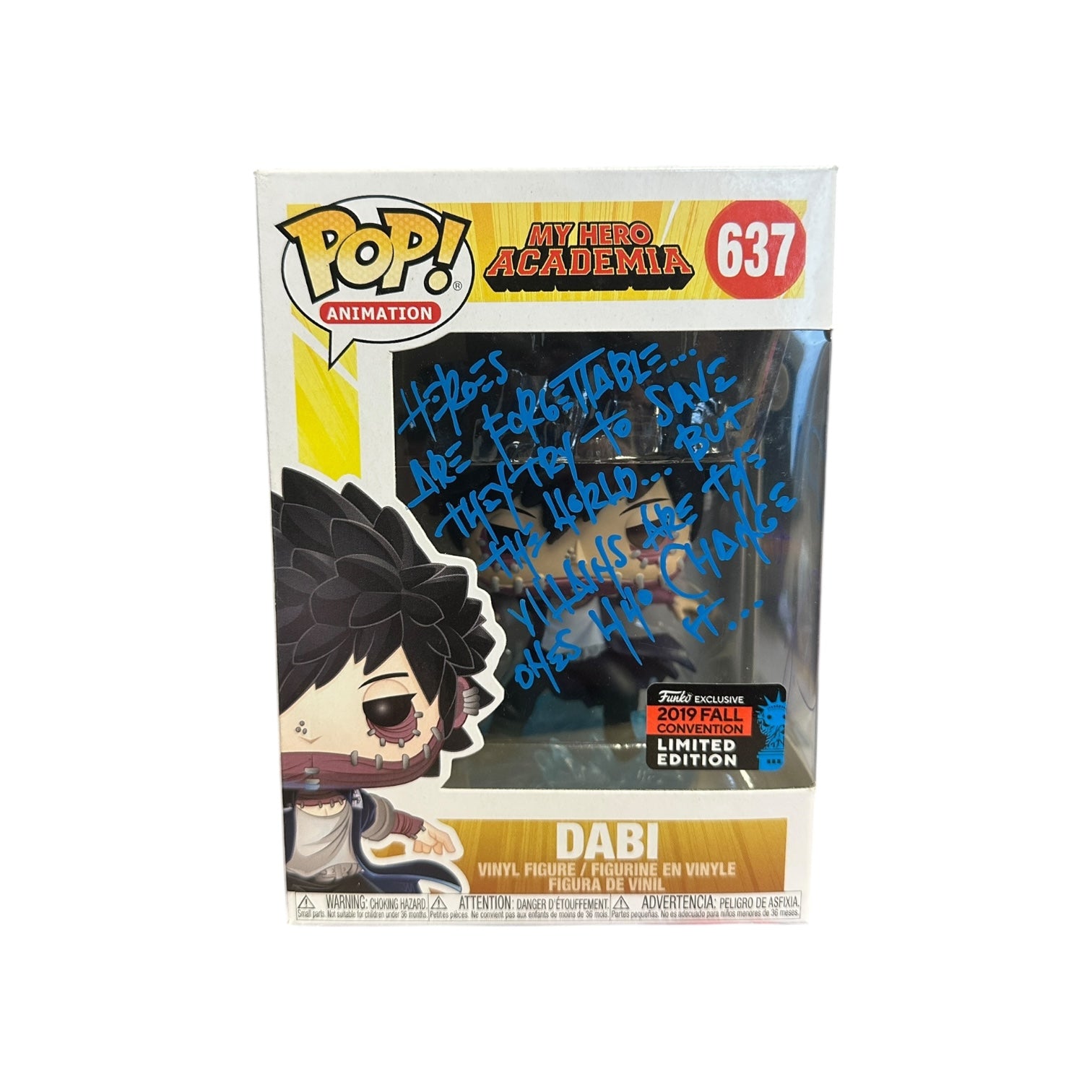 Jason Leibrecht Signed Dabi #637 Funko Pop! - My Hero Academia - NYCC 2019 Shared Exclusive Front