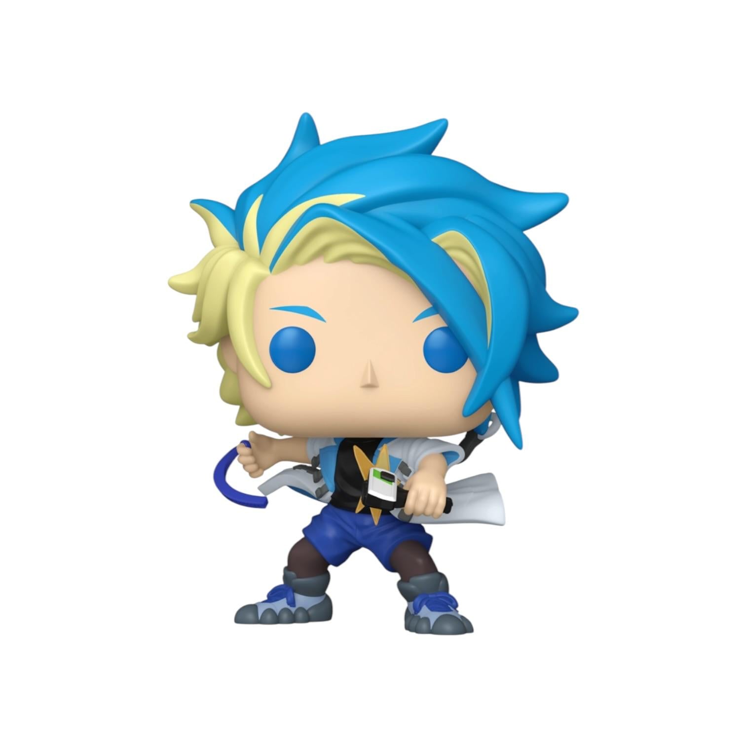 Funko Pop! vinyl figure with blue and yellow hair on a white background