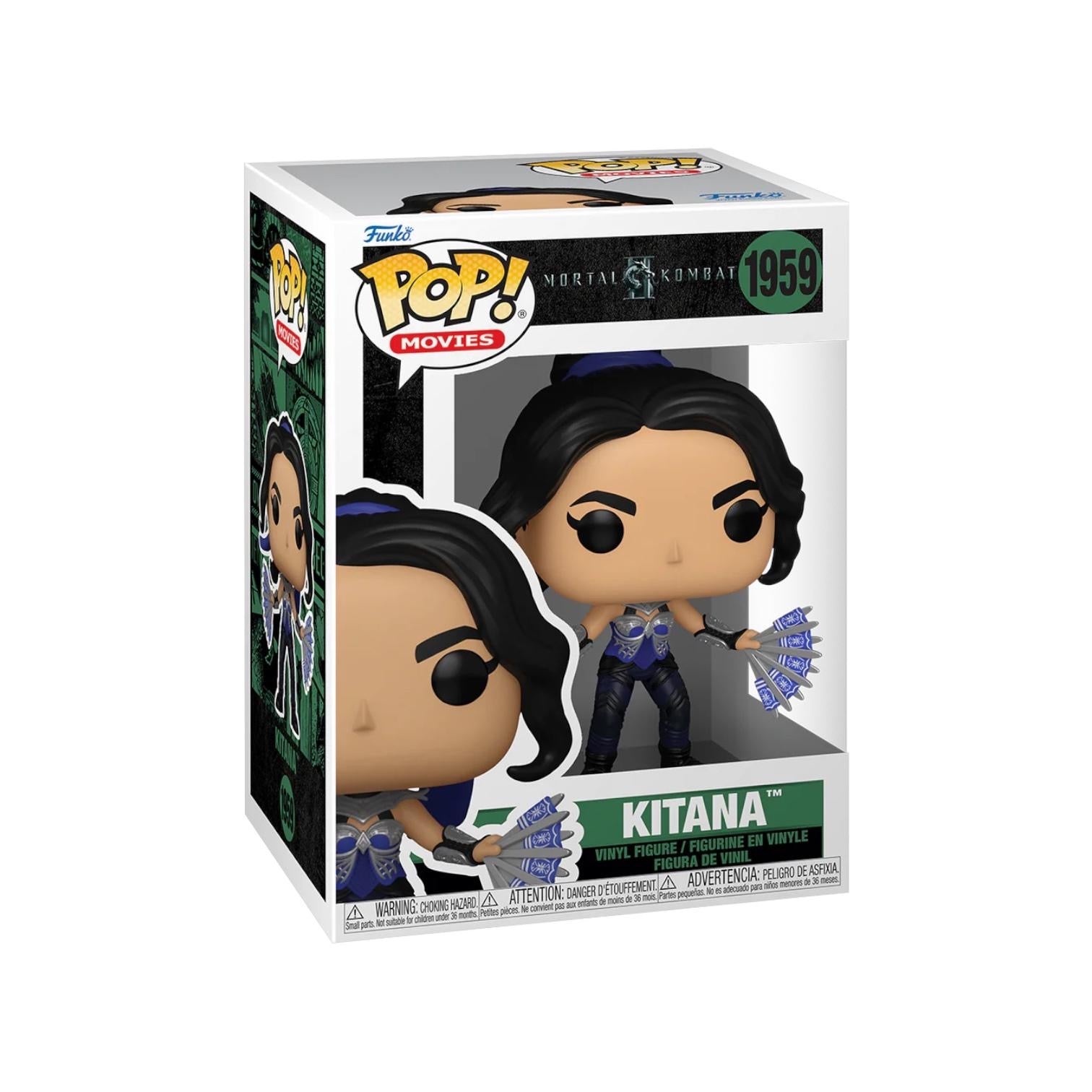 Funko Pop! Kitana figure packaging from Mortal Kombat on a white background