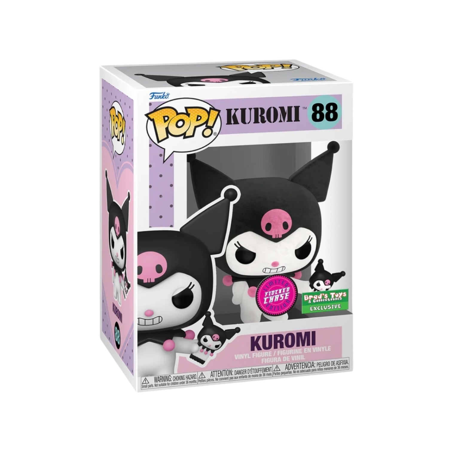 Adorable Flocked Kuromi #88 Funko Pop! from Sanrio, exclusive to Brad's Toys & Collectibles, perfect for collectors!