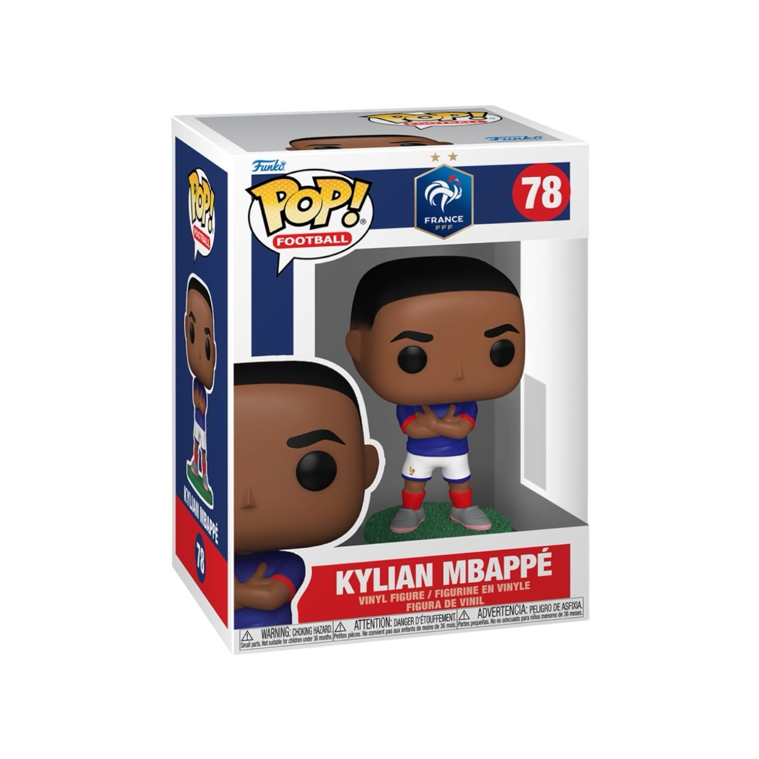 Funko Pop! vinyl figure packaging with Kylian Mbappé on a white background