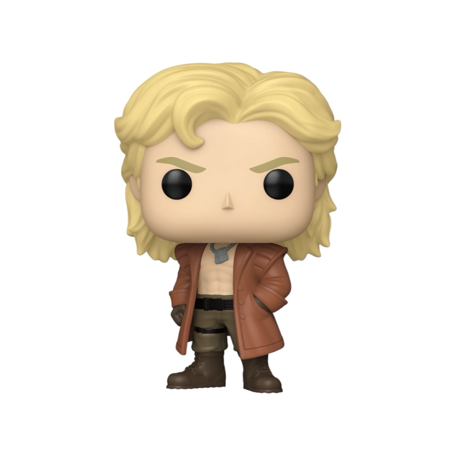 Funko Pop! vinyl figure of a character with blonde hair and a brown coat on a white background
