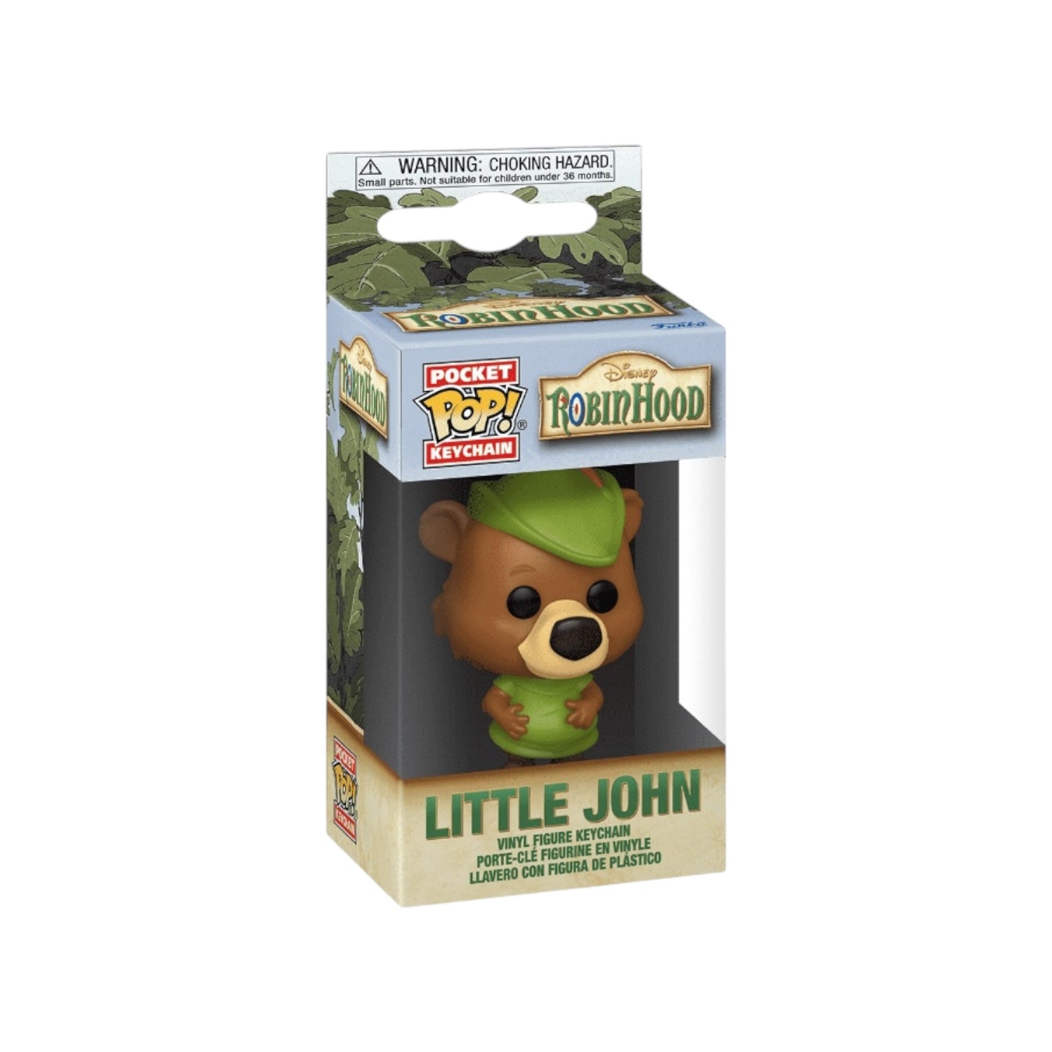 Funko Pop! #1224 features a gingerbread Mickey Mouse, paired with a Little John Pocket Pop keychain from Disney's Robin Hood.