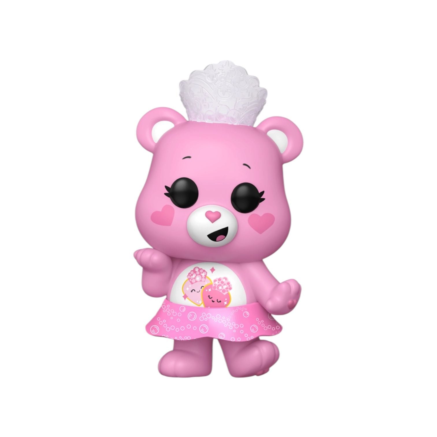 Pink teddy bear figurine with a white hat on a white background