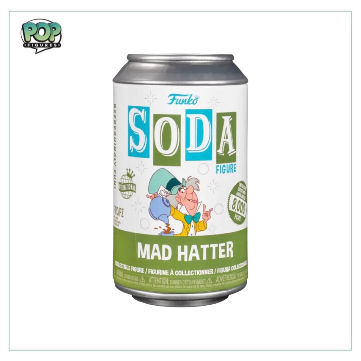 Mad Hatter Funko Soda Vinyl Figure from Alice in Wonderland, limited edition of 12,500 pieces, with a chance of chase variant.