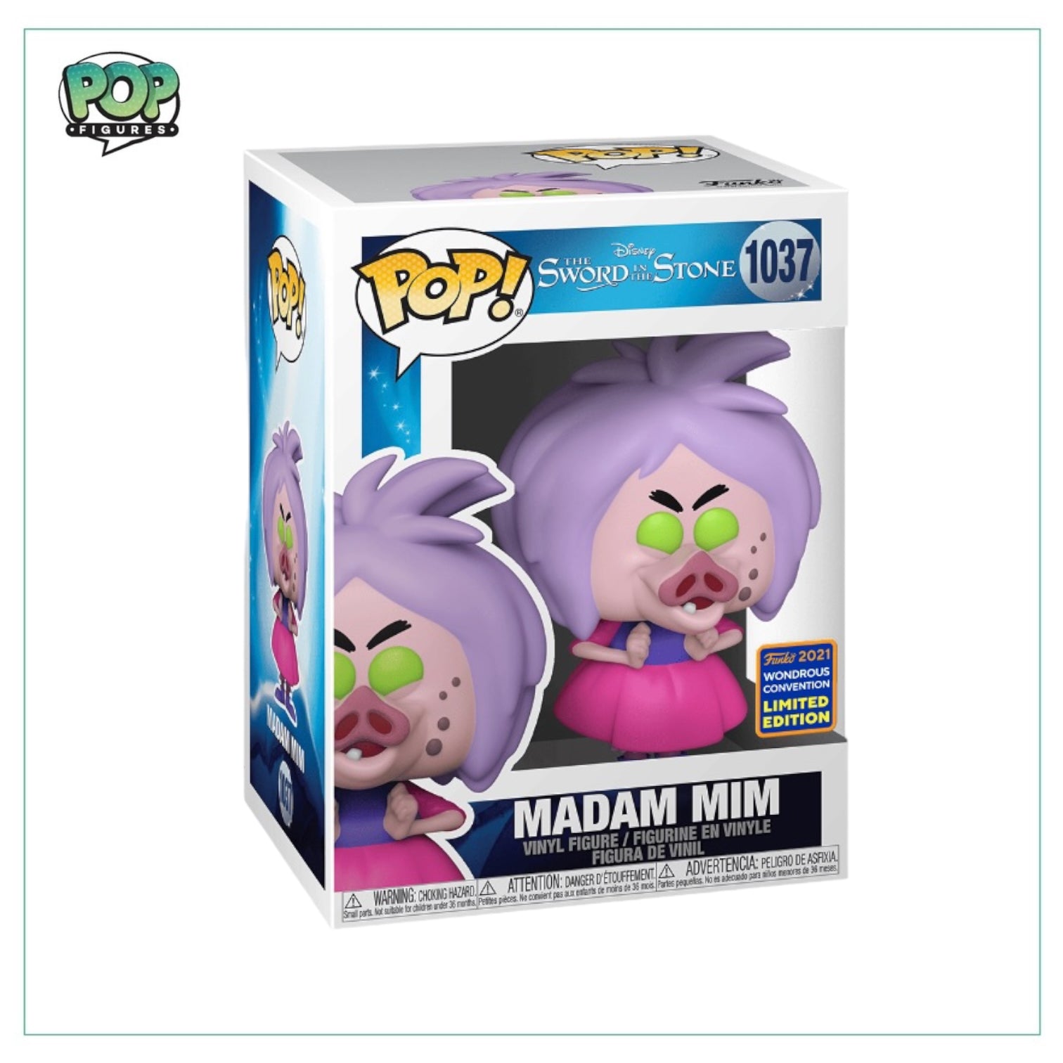 Madam Mim Funko Pop! from Sword in the Stone, WonderCon Exclusive Limited Edition figure with vibrant colors and details.