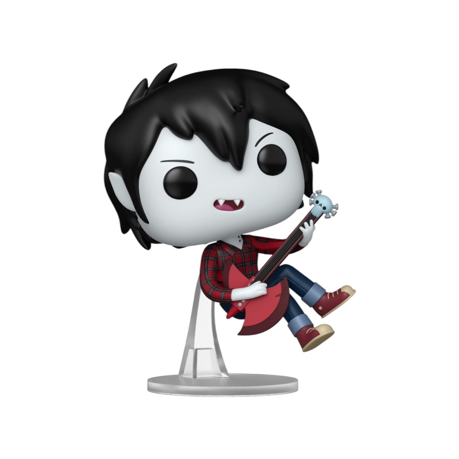 Funko Pop! vinyl figure of a character with black hair and red plaid shirt holding a guitar on a white background