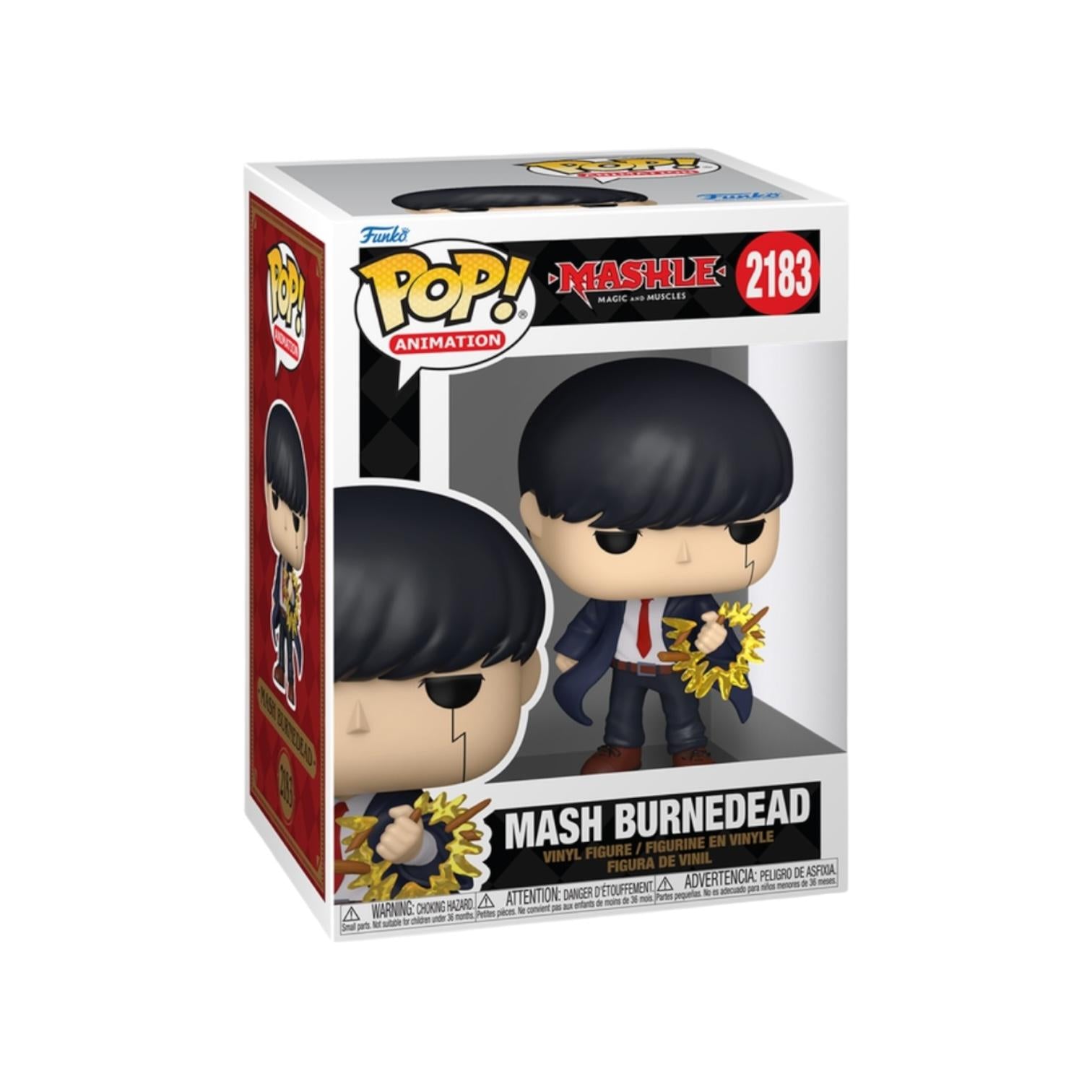 Funko Pop! vinyl figure packaging with 'Mash Burnedead' character on a white background