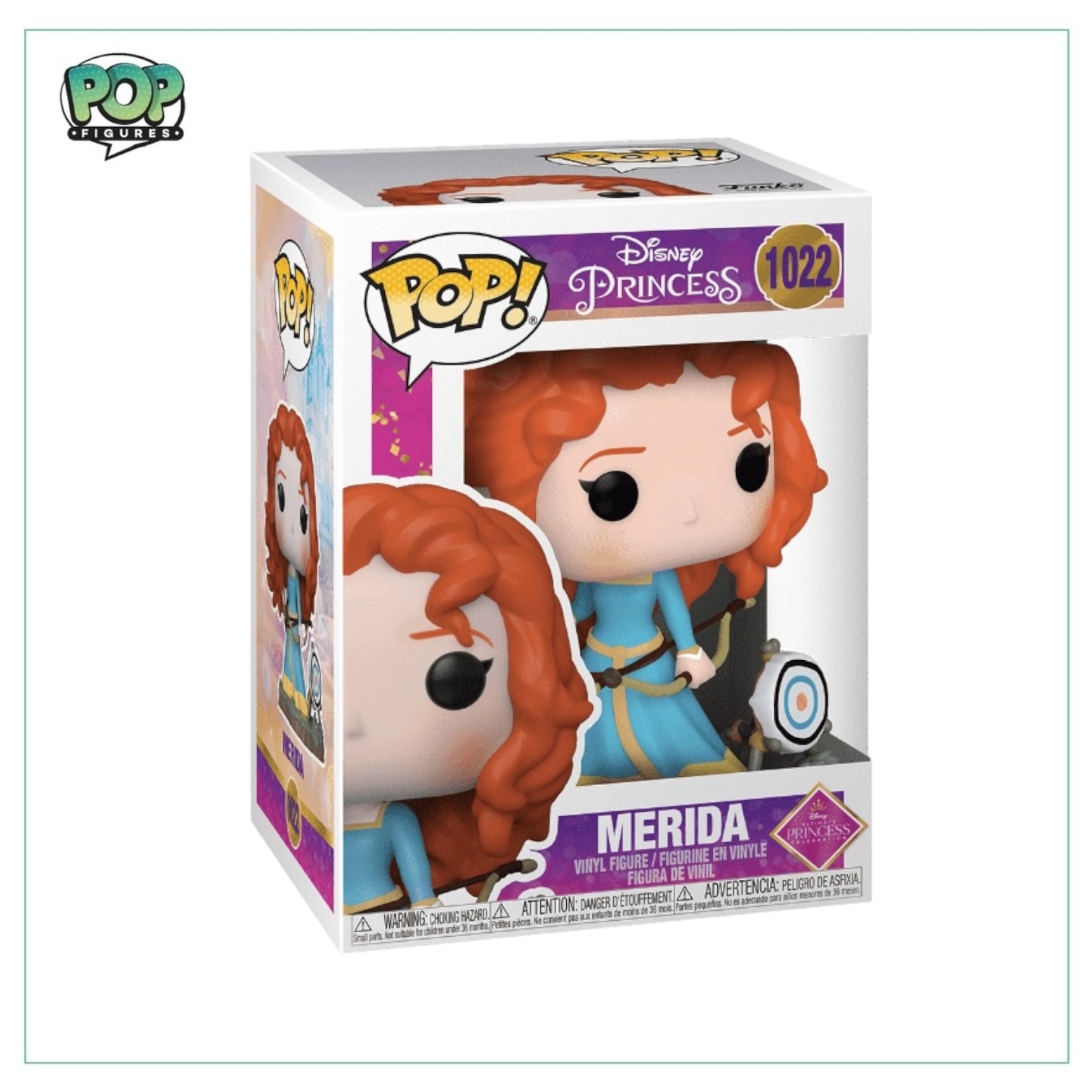 Disney Princess Merida Funko Pop! #1022, showcasing her vibrant red hair and adventurous spirit.