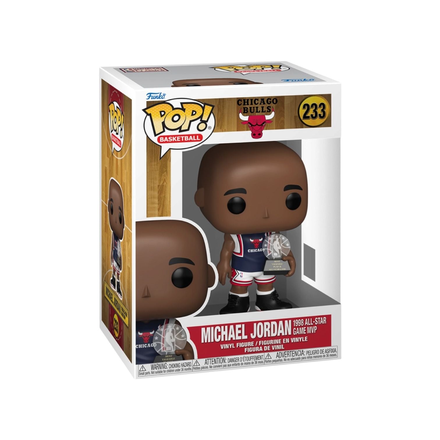 Funko Pop! vinyl figure packaging with Michael Jordan on a white background