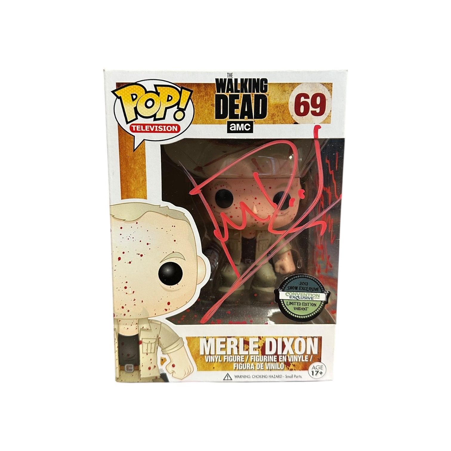 Michael Rooker Signed Merle Dixon #69 (Bloody) Funko Pop! - The Walking Dead - Tampa Bay Comic Con 2013 Exclusive Front