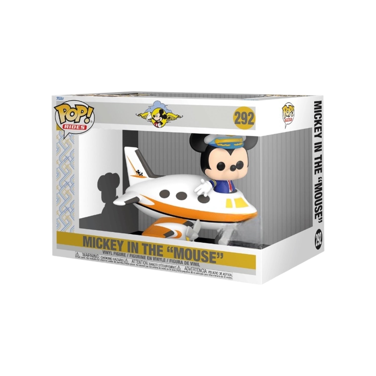  Mickey Mouse in a Funko Rides Pop! figure, styled as a classic Disney character, sitting in a colorful vehicle.