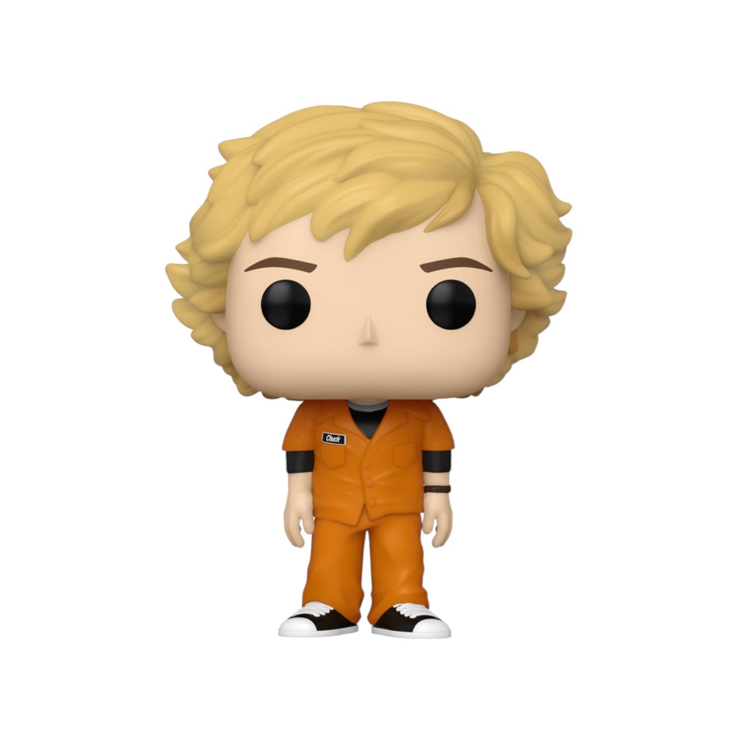 Funko Pop! vinyl figure of a character in an orange prison jumpsuit on a white background