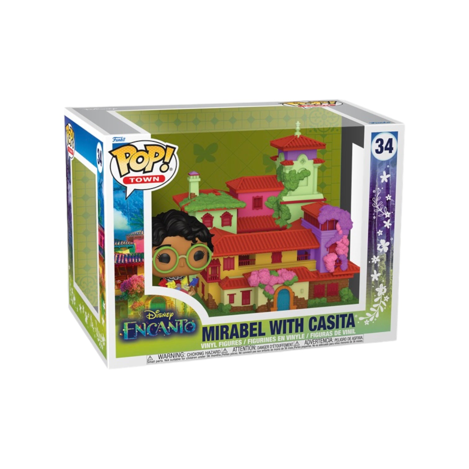 Funko Pop! of Mirabel standing in front of Casita, the magical house from Encanto, featuring vibrant colors and details.