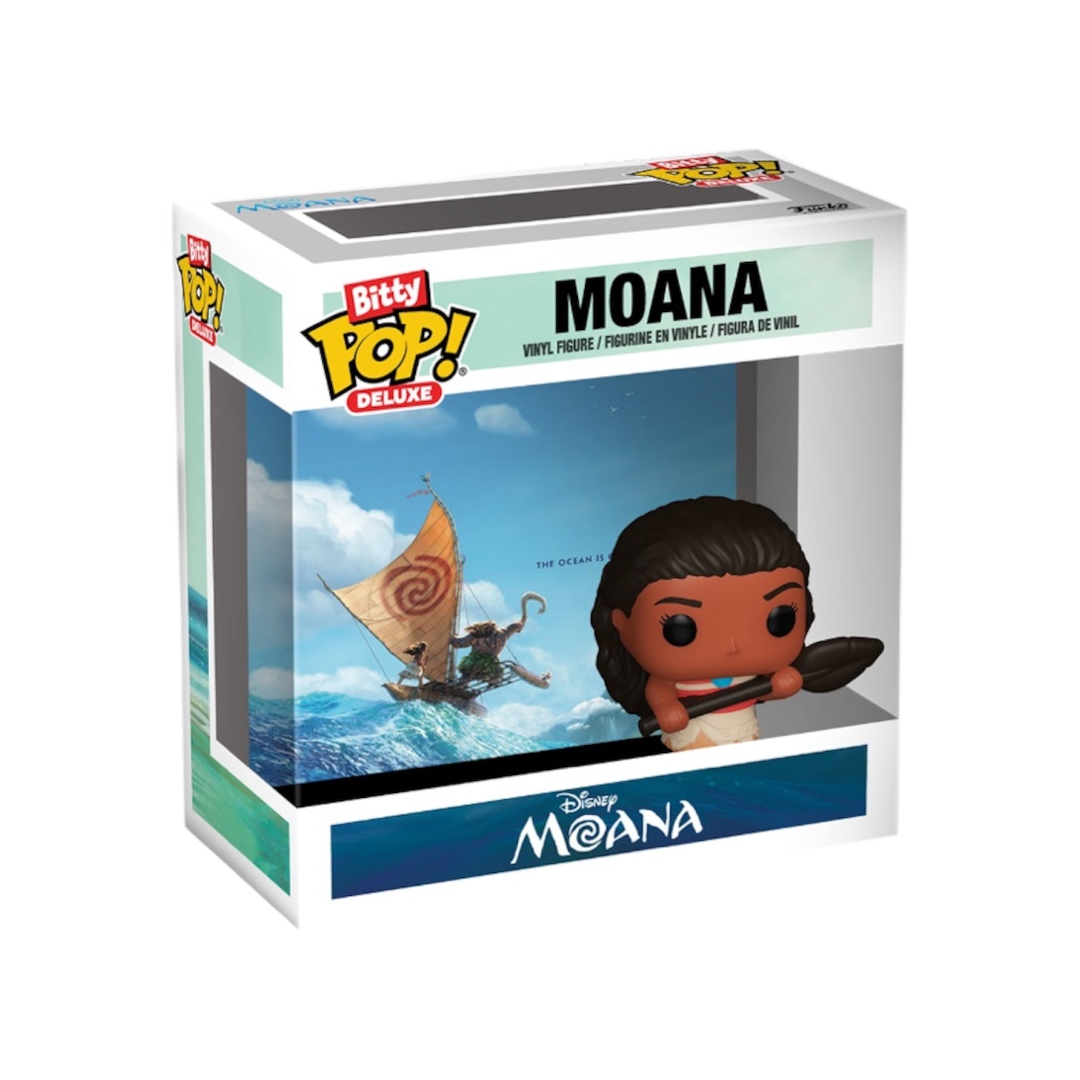  Moana Bitty Pop Deluxe collectible from Moana 2, showcasing Moana in her iconic attire with detailed features.