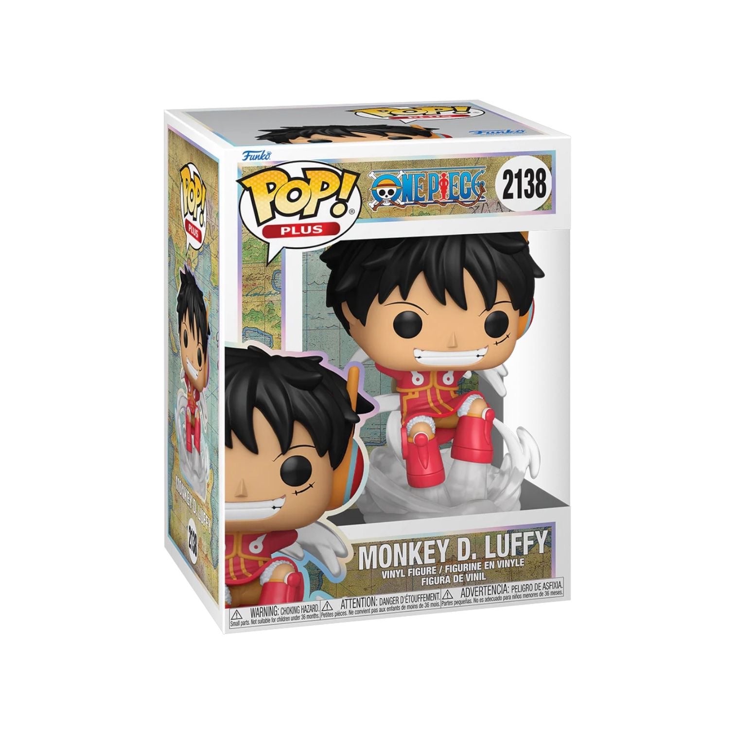 Funko Pop! vinyl figure packaging with Monkey D. Luffy on a white background