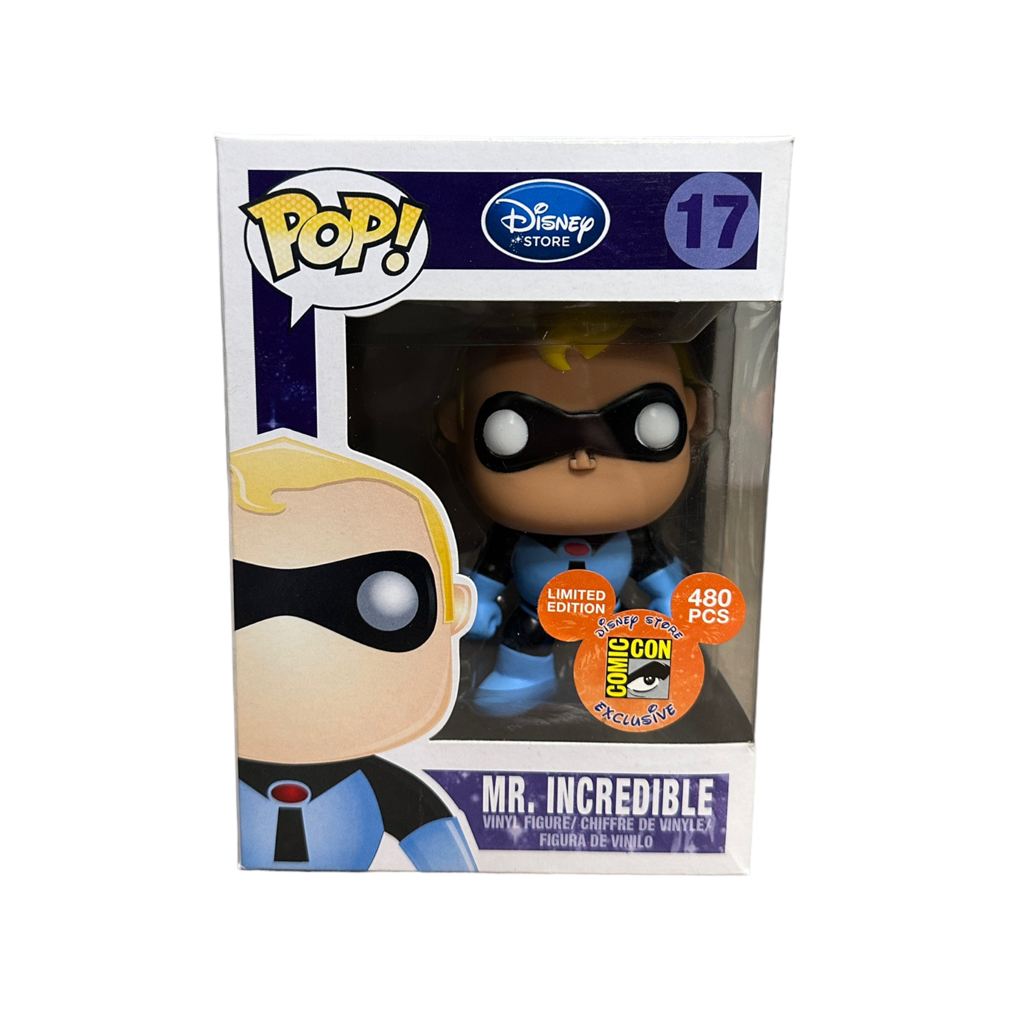 Mr. Incredible Funko Pop! in blue suit, Disney Series 2, SDCC 2011 exclusive, limited edition, condition 7.5/10.