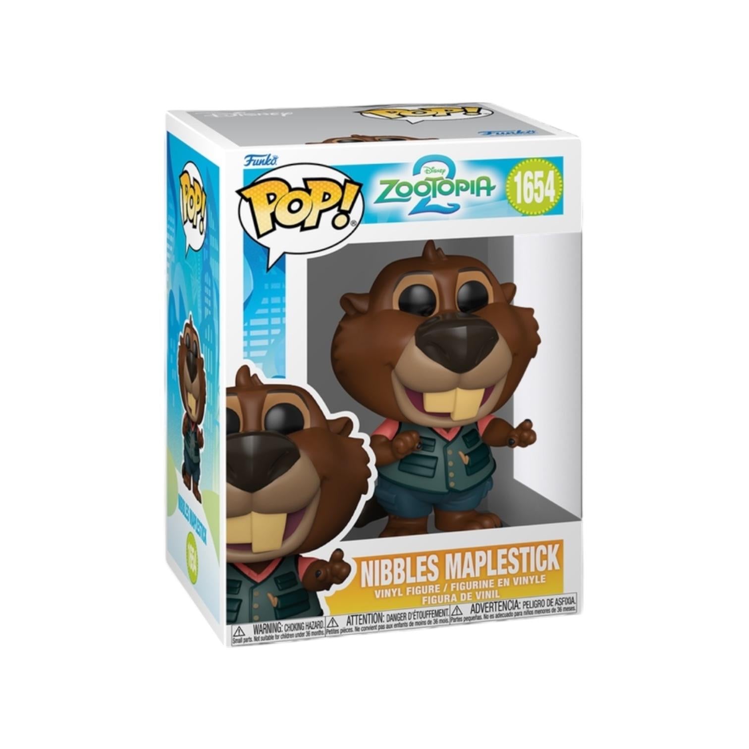 Funko Pop! vinyl figure packaging of Nibbles Maplestick from Zootopia 2 on a white background