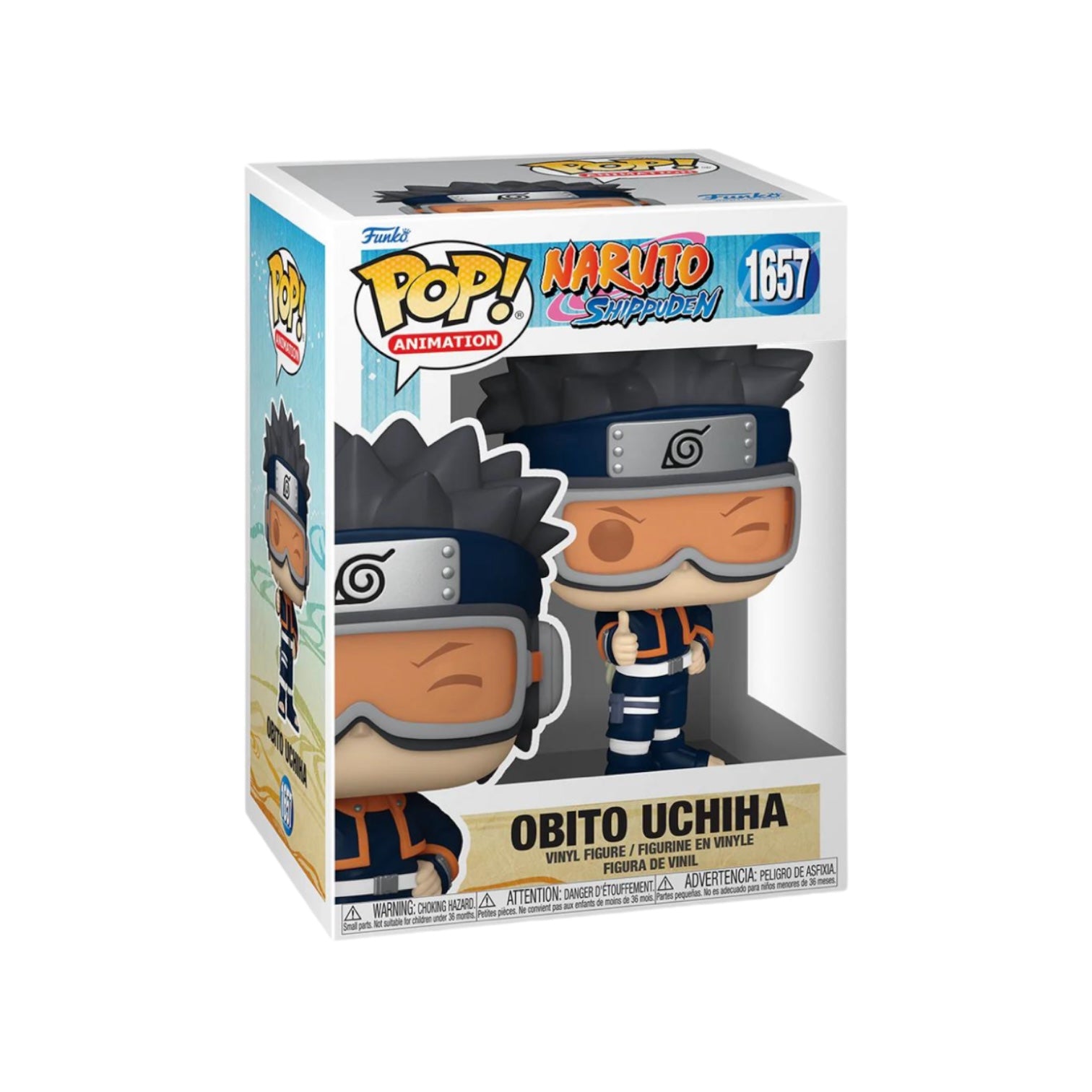 Obito Uchiha #1657 Funko Pop! figure from Naruto Shippuden, featuring his signature outfit and determined expression.