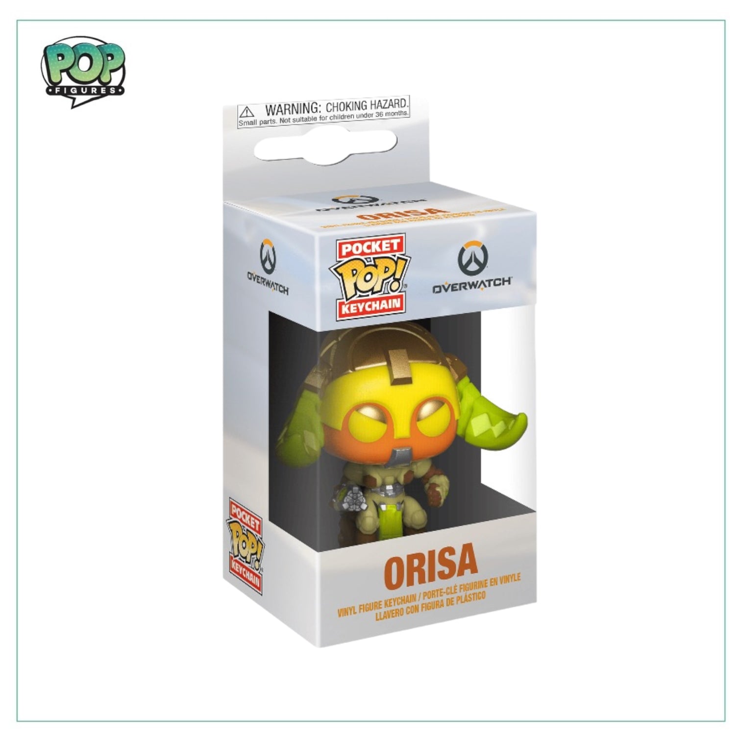 Orisa Pocket Pop keychain from Overwatch, featuring a cute, stylized version of the character in vibrant colors.