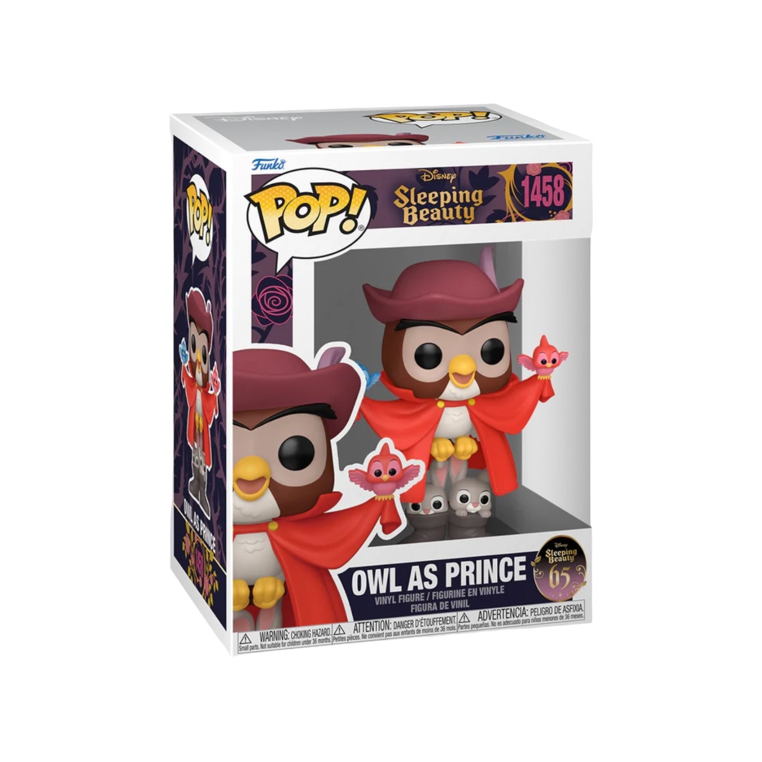 Funko Pop! of Owl as Prince from Sleeping Beauty, celebrating the film's 65th anniversary with vibrant colors and details.