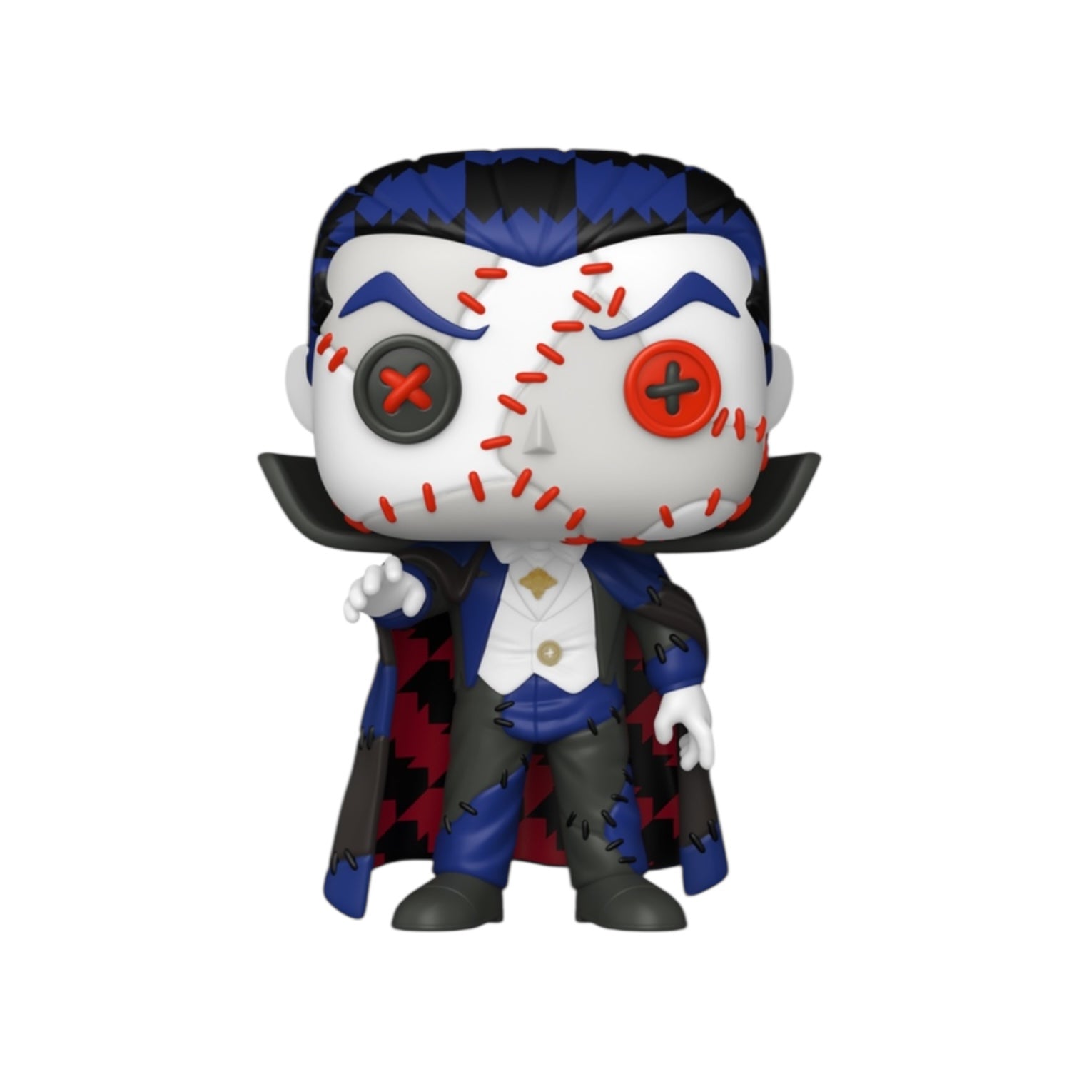 Vinyl figure with a distinctive face design on a white background