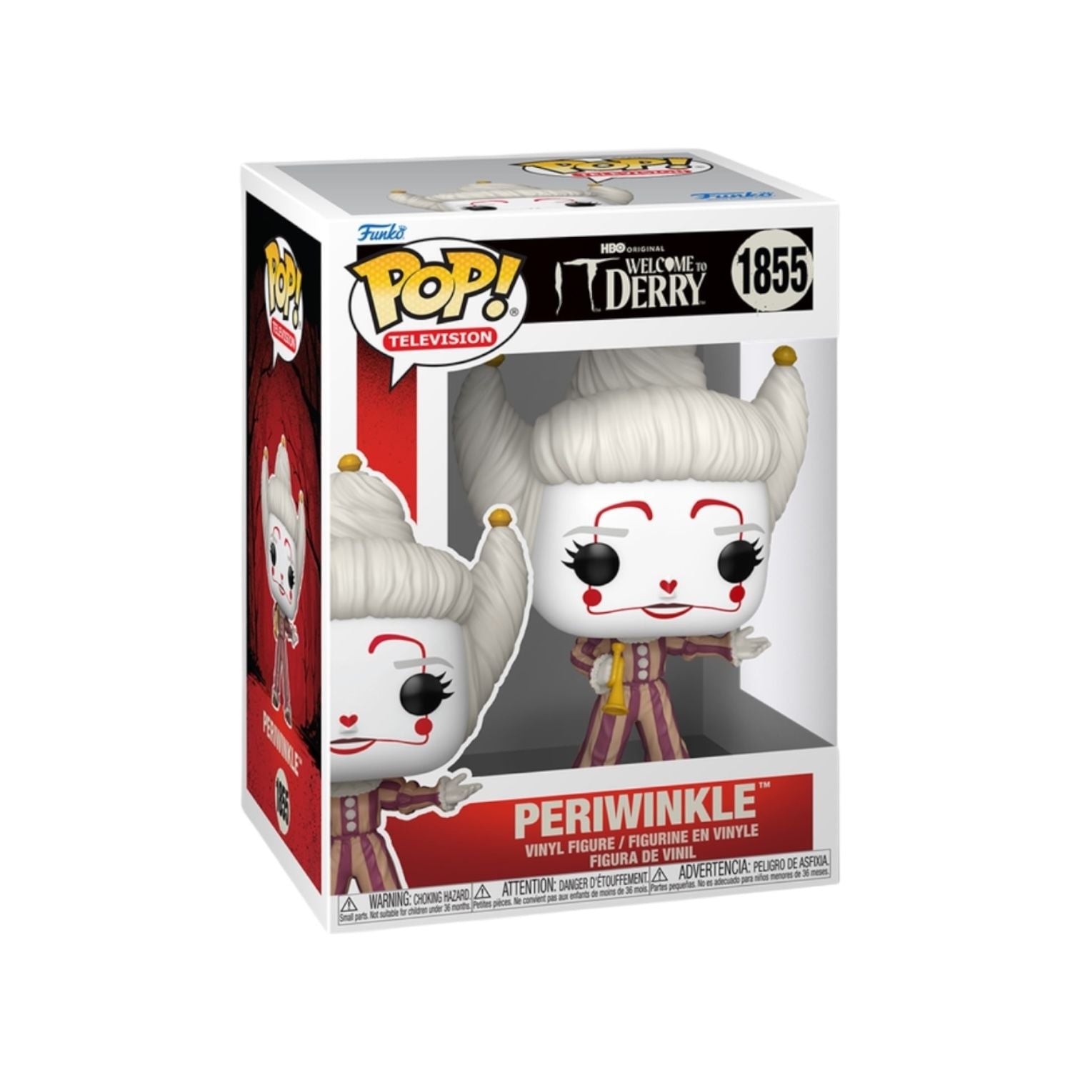 Funko Pop! Periwinkle figure in packaging with 'Welcome to Derry' branding